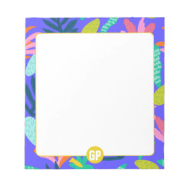 bloco de notas azul monograma personalizado fofo