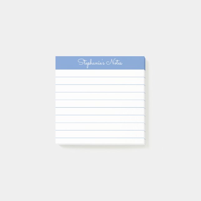 Bloco De Notas Azul Periwinkle Moderno Elegante Personalizado Lin (Frente)
