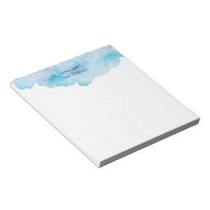 Bloco de notas azul personalizado do watercolour
