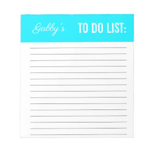 Bloco De Notas Azul plano sólido personalizado para fazer lista