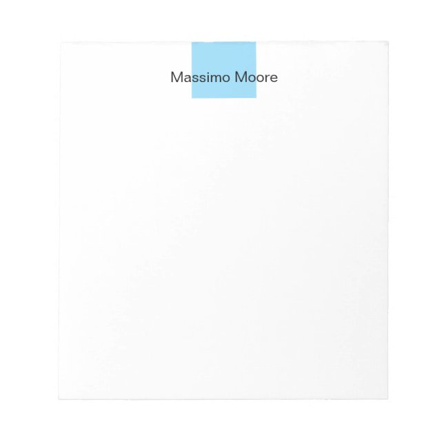 Bloco De Notas Azul Preto Branco Simples Elegante Nome Próprio (Frente)
