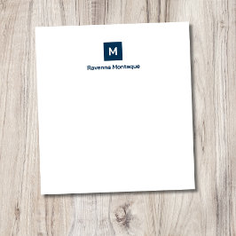 Bloco De Notas Azul Prussiano Moderno Chic Monograma Nome