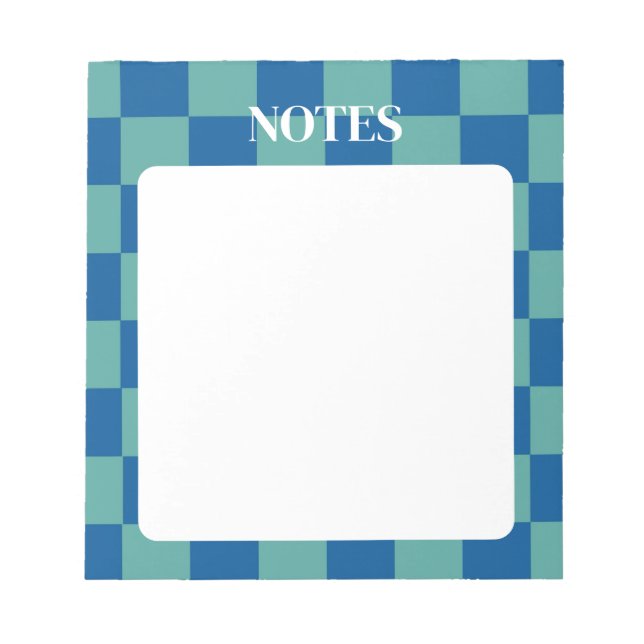 Bloco De Notas Azul & Xadrez Verde Negrito & Personalizável (Frente)