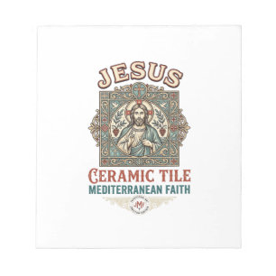 Bloco De Notas Azulejo Jesus Mediterrâneo Fé Jesus Cerâmica