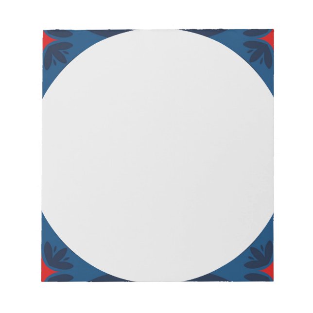 Bloco De Notas Azulejos decorativos padrão floral  (Frente)