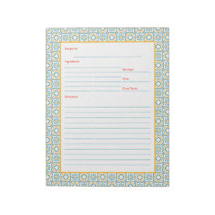 Bloco De Notas Azulejos espanhóis Receitas mediterrânicas azuis