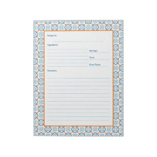 Bloco De Notas Azulejos espanhóis Receitas mediterrânicas azuis