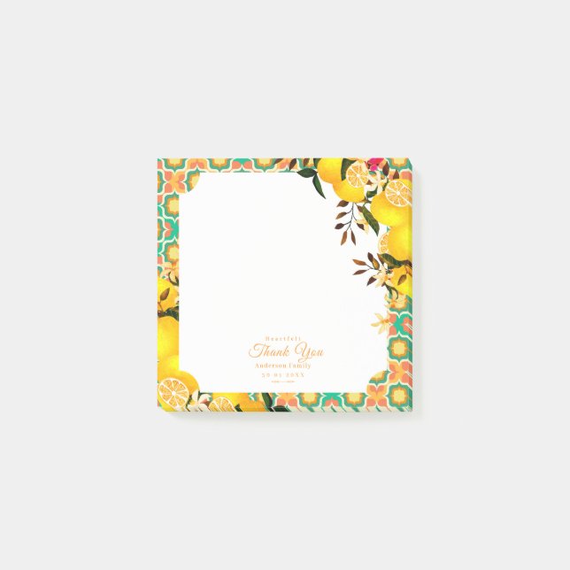 Bloco De Notas Azulejos Mediterrâneos Limão Laranja (Frente)