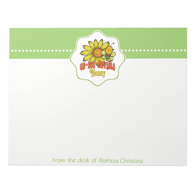 Bloco De Notas Babá, Sunflower e Abelhas incríveis (Frente)