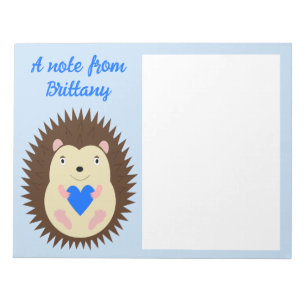 Bloco De Notas Baby Menino Azul Coração Ourico Personalizado