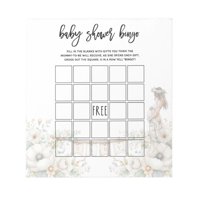 Bloco De Notas Baby Shower Bingo Game (Frente)
