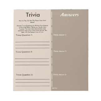 Bloco De Notas Baby Shower Trivia Party Game - Custom Questions