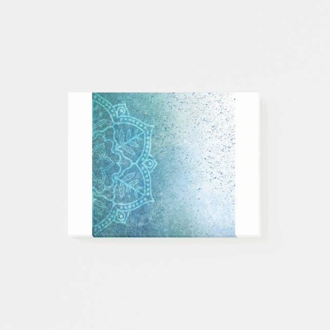 Bloco De Notas Background Mandala Grunge Pattern Text Green (Frente)