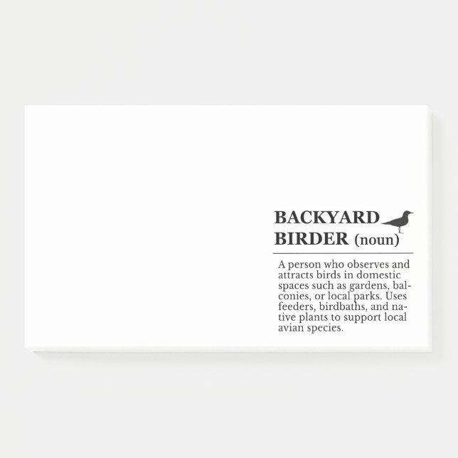 Bloco De Notas Backyard Birder Definition - Garden Birdwatching (Frente)