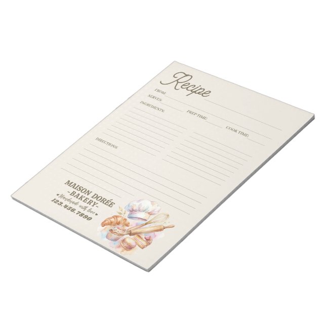 Bloco De Notas Bakery Pastry Chef Baking Recipe Page Cookbook (Inclinado)