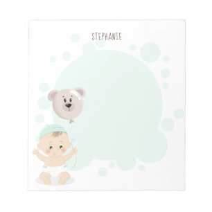 Bloco De Notas Balão de Bebê e Urso Doce