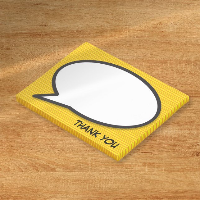 Bloco De Notas Balão de Fala de Arte Pop de Quadrinhos Obrigado (Comic Book Pop Art Speech Bubble Thank You Post-it Notes)