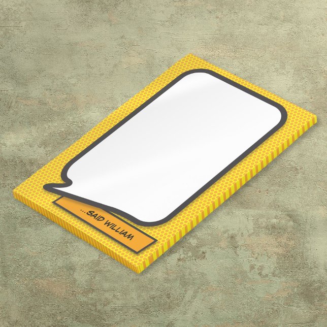Bloco De Notas Balão de Fala de Quadrinhos Engraçado Personalizad (Personalized Funny Comic Book Speech Bubble Post-it Notes)