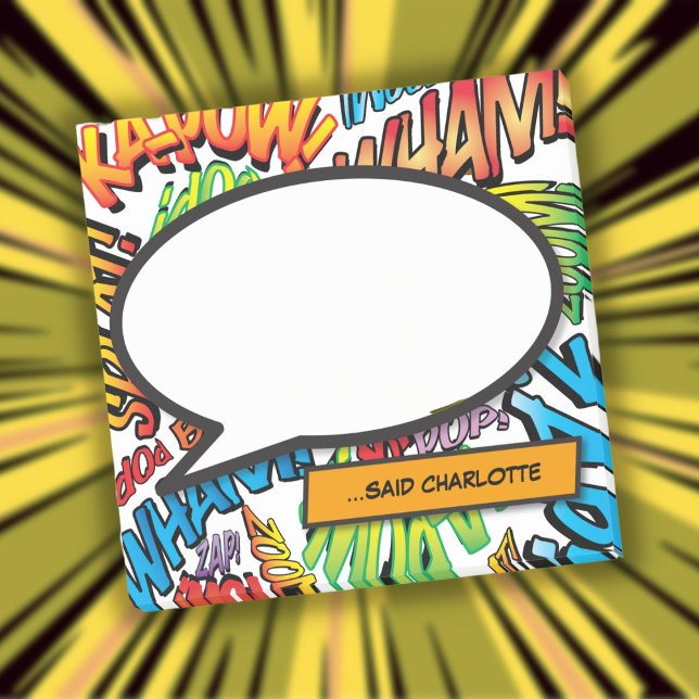Bloco De Notas Balão de Falas de Quadrinhos Retrô Divertido (Fun Retro Comic Book Speech Bubble Post-it Notes)
