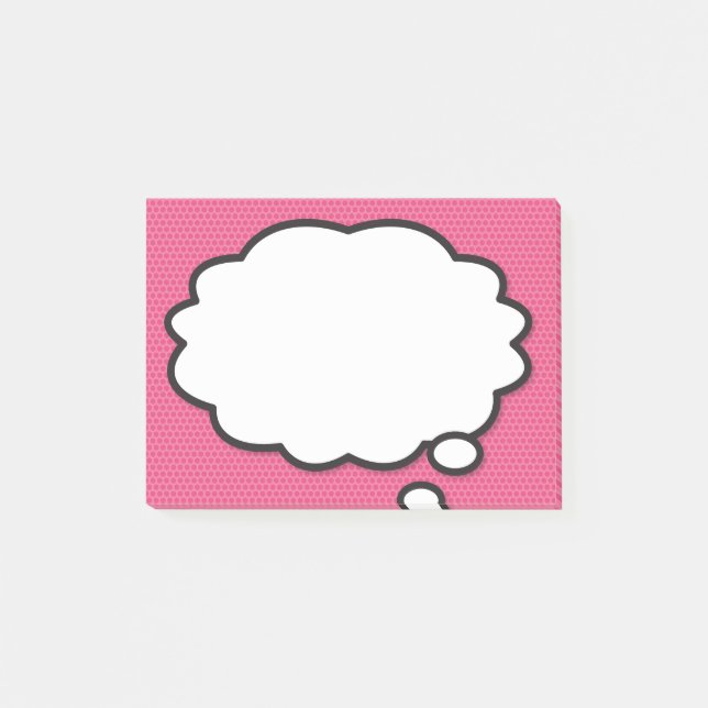 Bloco De Notas Balão de Pensamento de Quadrinhos Modernos Rosa (Frente)
