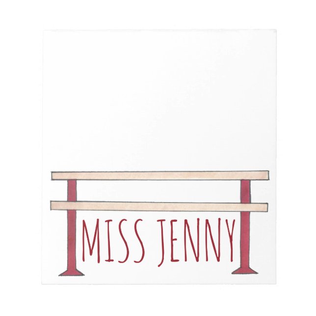 Bloco De Notas Balé Ballerina Dance Classe Studio Professor Barre (Frente)