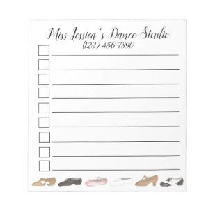 Bloco De Notas Balé Personalizado Dance Studio Tap Jazz Acro