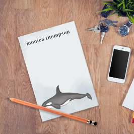 Bloco De Notas Baleia Assassina de Orca, Aquarela Elegante Modern
