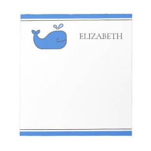 Bloco De Notas Baleia Azul Préppy Personalizada