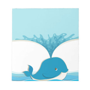 Bloco De Notas Baleia azul que espirra a água