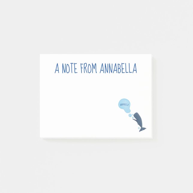 Bloco De Notas Baleia de esperma branca soprando cartoons (Frente)