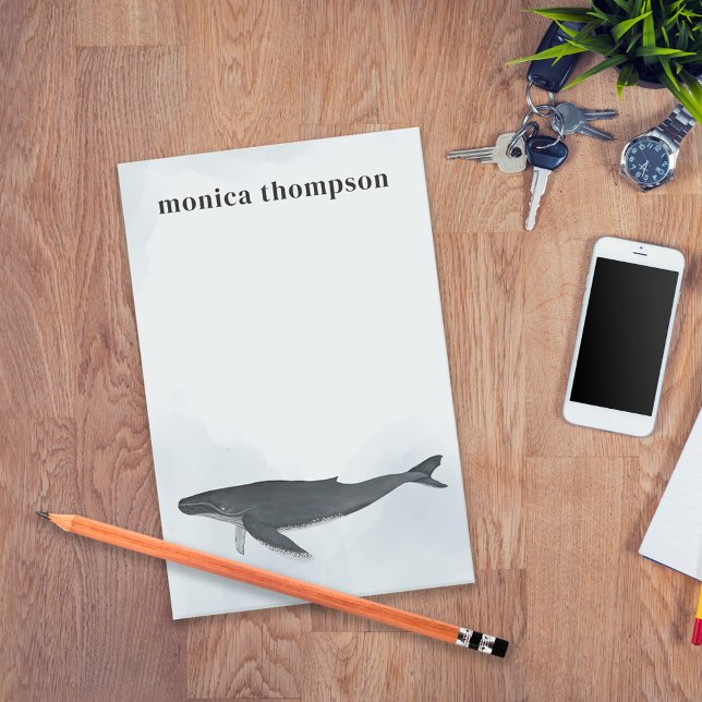 Bloco De Notas Baleia-jubarte com Aquarela Moderna (Criador carregado)
