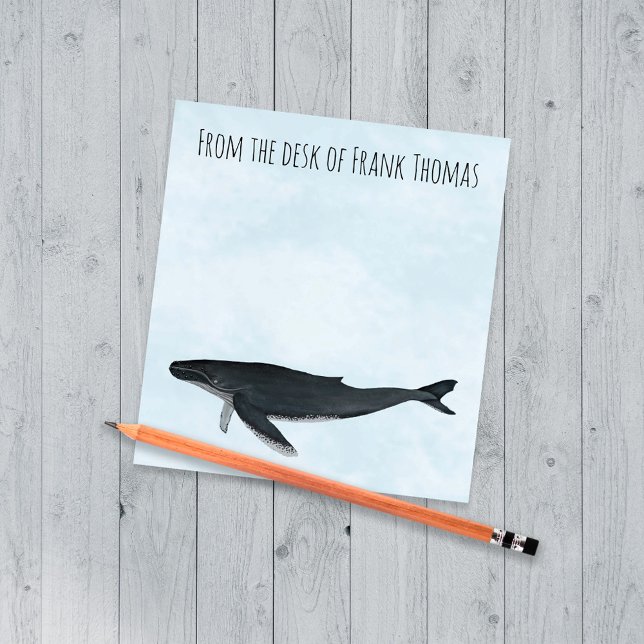 Bloco De Notas Baleia-jubarte Personalizada Do Oceano Aquarela (Cool Ocean watercolor humpback whale notepad)