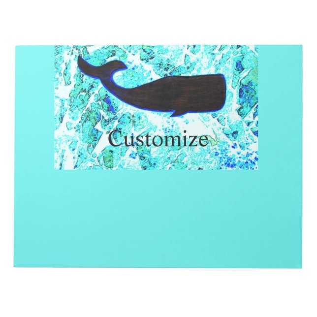 Bloco De Notas baleia preta Thunder_Cove azul (Frente)