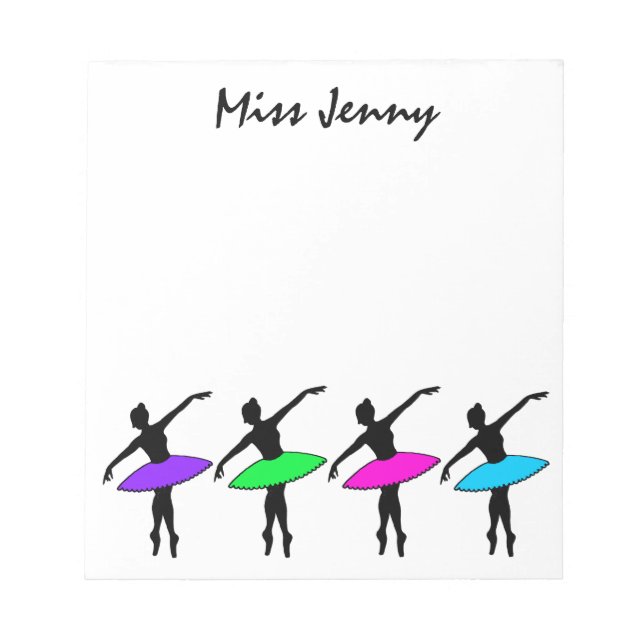 Bloco De Notas Ballerina Balé Dance Notepad Personalizado (Frente)