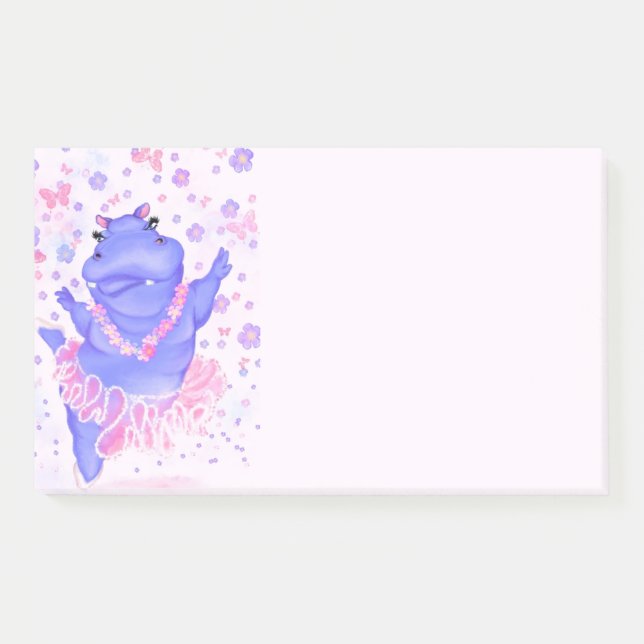Bloco De Notas Ballerina Hipopótamo Post-it® Notas (Frente)