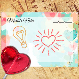 Bloco De Notas Balões de Coração Girly Bonitos 4" x 3"