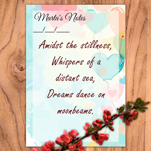 Bloco De Notas Balões de Coração Girly Bonitos 4" x 6" (Criador carregado)