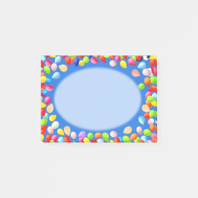 Bloco De Notas Balões multicoloridos em azul claro (Frente)