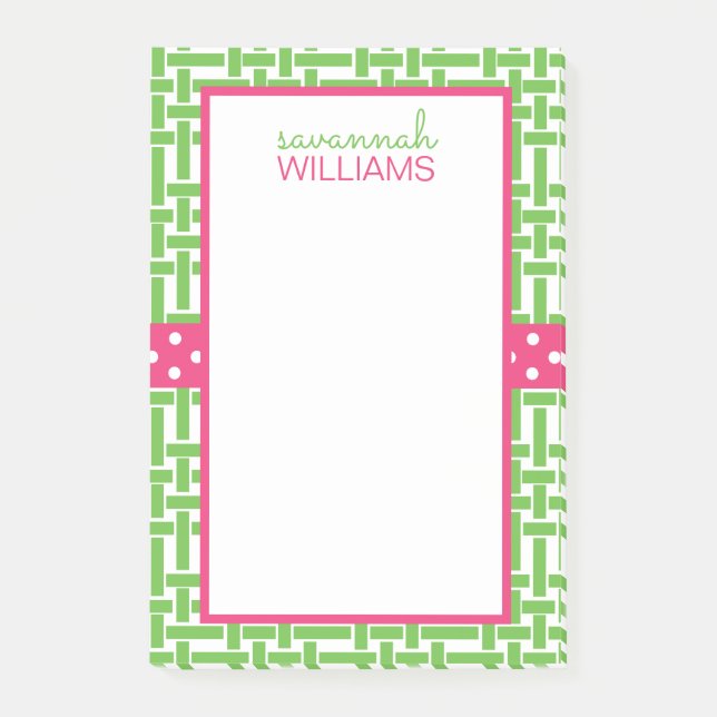 Bloco De Notas Bamboo e Grosgrain Posto personalizado Notepad (Frente)