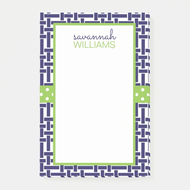 Bloco De Notas Bamboo e Grosgrain Posto personalizado Notepad (Frente)