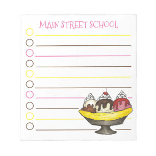 Bloco De Notas Banana Split Sorvete Sundae Grocery List