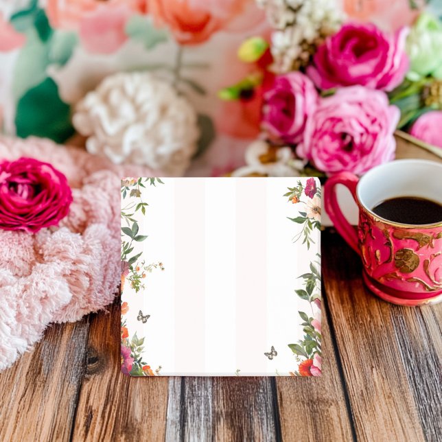 Bloco De Notas Banda rosa e Floral Vermelho (Criador carregado)