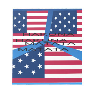Bloco De Notas Bandeira Americana com Hakuna Matata: Design Patri