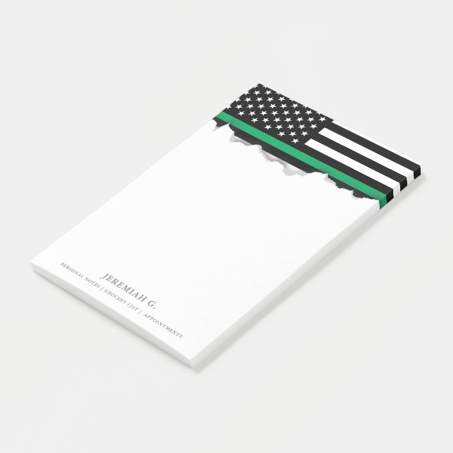Bloco De Notas Bandeira americana da Linha Verde fina (Inclinado)