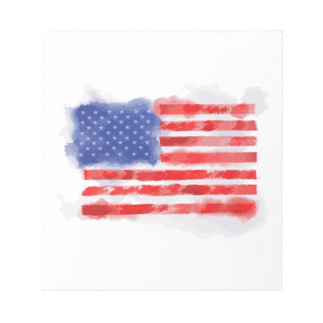 Bloco De Notas Bandeira Americana de Aquarela para Veteranos e Pa (Frente)