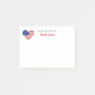 Bloco De Notas Bandeira Americana no Amor Coração Personalizada