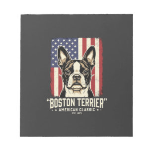Bloco De Notas Bandeira Clássica Americana Boston Terrier