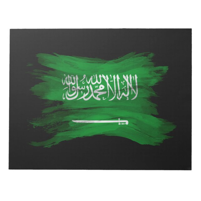 Bloco De Notas Bandeira da Arábia Saudita pincelando derrame, ban (Frente)