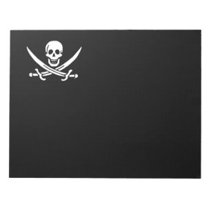 Bloco De Notas Bandeira de pirata alegre de Roger