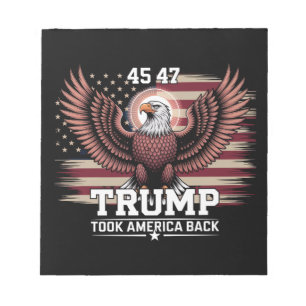 Bloco De Notas Bandeira do 45º 47º Presidente Trump 2025 Águia Am